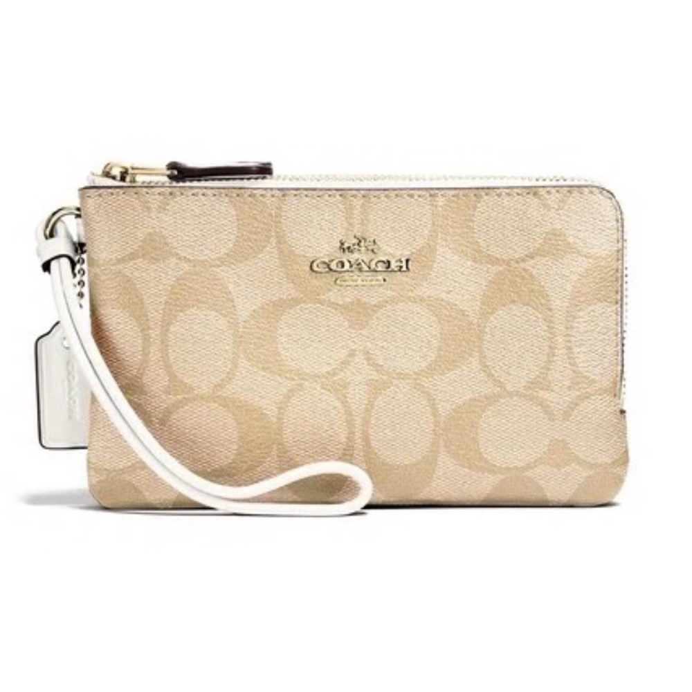 Coach Signature Beige Wristlet